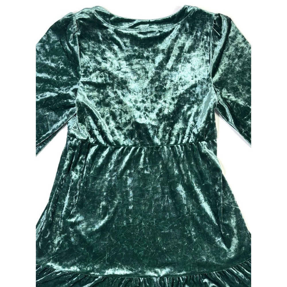 Motherhood Dress Women's Medium New W/ Tags Green Crushed Velvet Long Sleeve - Picture 11 of 11